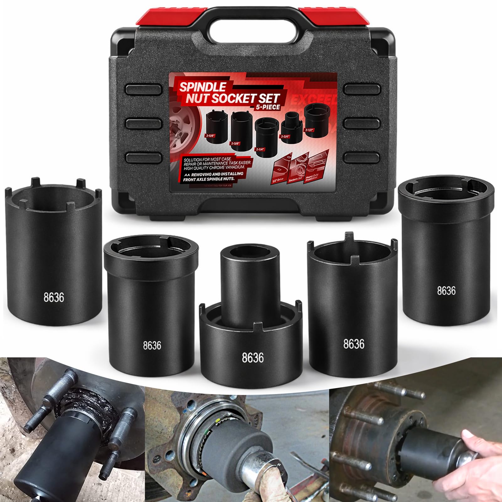 Amazon.com: Sunluway Spindle Nut Socket Tool Kit 5 Pcs Axle Hub